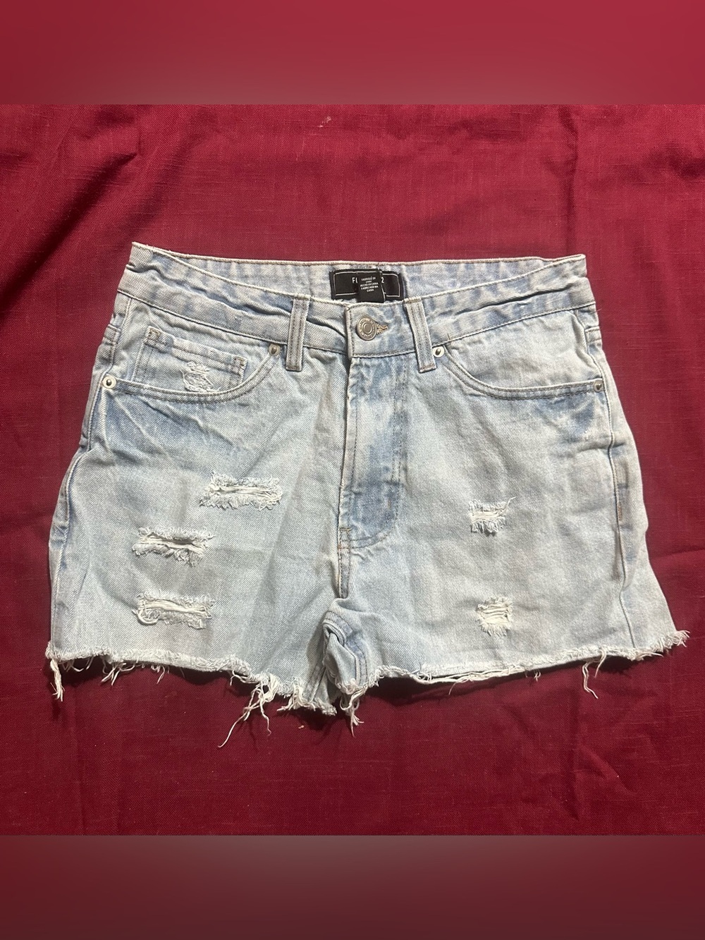 Forever 21 Light Blue Distressed Denim Jean Shorts